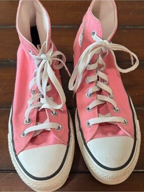 8.5 Pink High-Top Canvas Sneakers